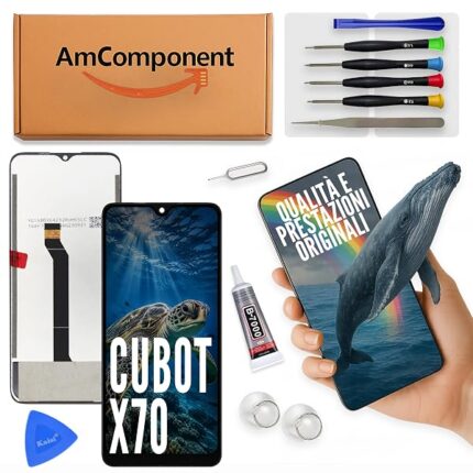 AmComponent - display di ricambio per CUBOT X70 schermo LCD + vetro touch screen | Componente di ricambio con luminosità intensa e risposta al tocco reattiva