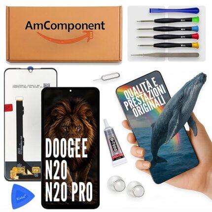 AmComponent - display di ricambio per DOOGEE N20 / N20 PRO schermo LCD + vetro touch screen | Componente di ricambio con luminosità intensa e risposta al tocco reattiva