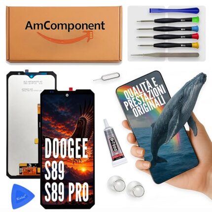 AmComponent - display di ricambio per DOOGEE S89 / PRO schermo LCD vetro touch screen ricambio | Componente di ricambio con luminosità intensa e risposta al tocco reattiva