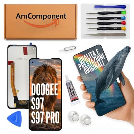 AmComponent - display di ricambio per DOOGEE S97 / S97 PRO schermo + vetro LCD touch screen | Componente di ricambio con luminosità intensa e risposta al tocco reattiva
