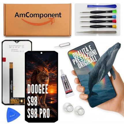 AmComponent - display di ricambio per DOOGEE S98 / S98 PRO schermo LCD + vetro touch screen | Componente di ricambio con luminosità intensa e risposta al tocco reattiva