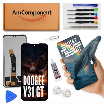 AmComponent - display di ricambio per DOOGEE V31 GT schermo LCD vetro touch screen ricambio | Componente di ricambio con luminosità intensa e risposta al tocco reattiva