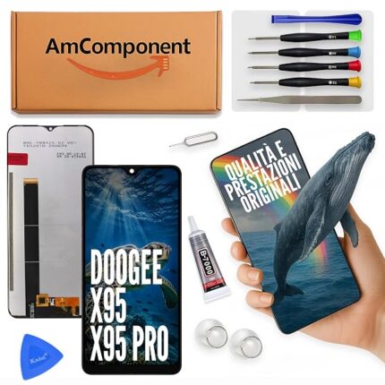 AmComponent - display di ricambio per DOOGEE X95 / X95 PRO schermo vetro LCD + touch screen MONITOR | Componente di ricambio con luminosità intensa e risposta al tocco reattiva