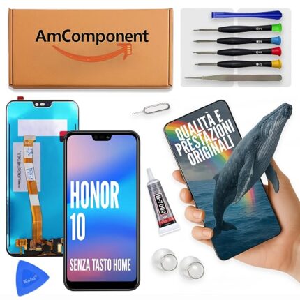 AmComponent - display di ricambio per HONOR 10 COL-L29 COL-L19 COL-L09 schermo vetro LCD touch screen MONITOR | Componente di ricambio con luminosità intensa e risposta al tocco reattiva