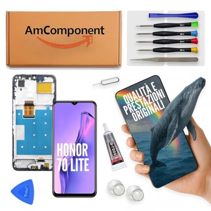AmComponent - display di ricambio per HONOR 70 LITE RBN-NX1 schermo LCD frame touch vetro | Componente di ricambio con luminosità intensa e risposta al tocco reattiva