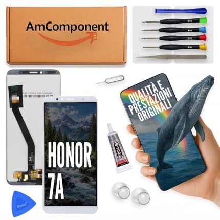 AmComponent - display di ricambio per HONOR 7A AUM-L29 AUM-L41 schermo vetro touch screen LCD MONITOR bianco | Componente di ricambio con luminosità intensa e risposta al tocco reattiva