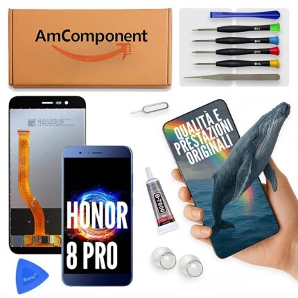 AmComponent - display di ricambio per HONOR 8 PRO DUK-L09 AL20 TL30 V9 schermo LCD + touch screen vetro blu | Componente di ricambio con luminosità intensa e risposta al tocco reattiva
