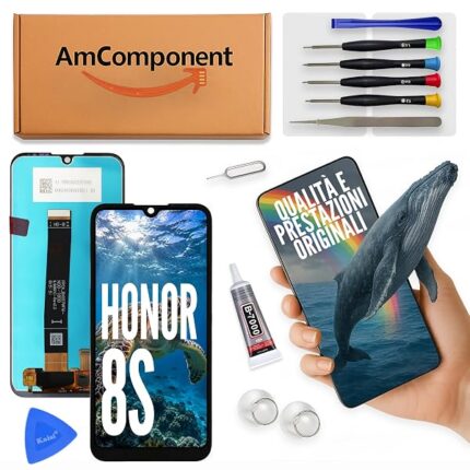 AmComponent - display di ricambio per HONOR 8S KSE-LX9 KSA-LX9 KSA-LX2 KSA-LX3 schermo LCD touch screen vetro | Componente di ricambio con luminosità intensa e risposta al tocco reattiva
