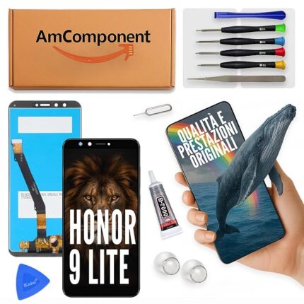 AmComponent - display di ricambio per HONOR 9 LITE LLD-L11 L21 L31 TL10 schermo LCD vetro nero | Componente di ricambio con luminosità intensa e risposta al tocco reattiva