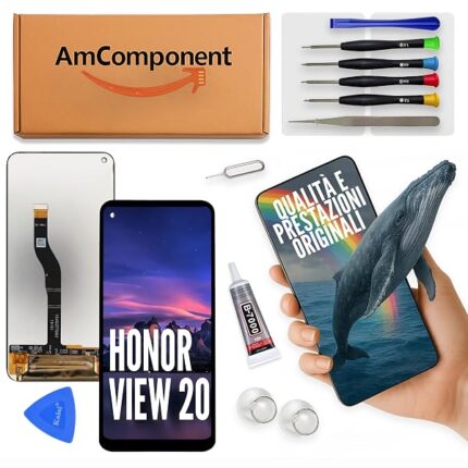 AmComponent - display di ricambio per HONOR VIEW 20 PCT-L29 LX9 AL10 schermo LCD touch vetro | Componente di ricambio con luminosità intensa e risposta al tocco reattiva