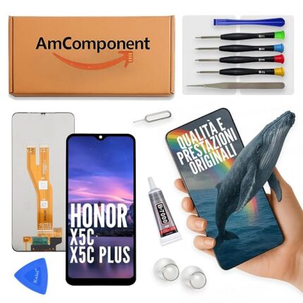AmComponent - display di ricambio per HONOR X5C / X5C PLUS schermo LCD vetro touch screen | Componente di ricambio con luminosità intensa e risposta al tocco reattiva (DIVERSO DA HONOR X5 PLUS)