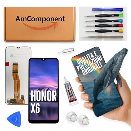 AmComponent - display di ricambio per HONOR X6 VNE-LX1 VNE-LX2 schermo LCD touch screen vetro | Componente di ricambio con luminosità intensa e risposta al tocco reattiva