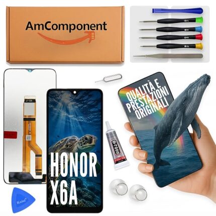 AmComponent - display di ricambio per HONOR X6A WDY-LX1 schermo LCD + vetro touch screen | Componente di ricambio con luminosità intensa e risposta al tocco reattiva