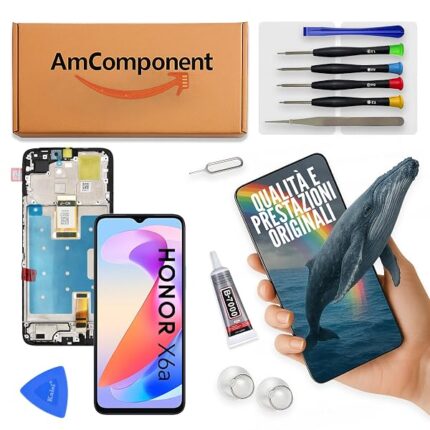 AmComponent - display di ricambio per HONOR X6A WDY-LX1 schermo frame LCD vetro touch screen | Componente di ricambio con luminosità intensa e risposta al tocco reattiva