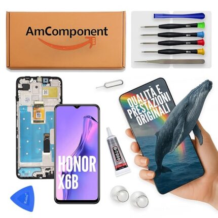 AmComponent - display di ricambio per HONOR X6B X6 BOOST JDY-LX1 LX2 schermo LCD + vetro touch screen + frame | Componente di ricambio con luminosità intensa e risposta al tocco reattiva