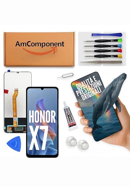 AmComponent - display di ricambio per HONOR X7 CMA-LX1 CMA-LX2 CMA-LX3 schermo LCD + touch screen vetro | Componente di ricambio con luminosità intensa e risposta al tocco reattiva