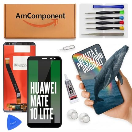 AmComponent - display di ricambio per HUAWEI MATE 10 LITE RNE-L01 RNE-L21 LCD touch screen schermo vetro nero | Componente di ricambio con luminosità intensa e risposta al tocco reattiva