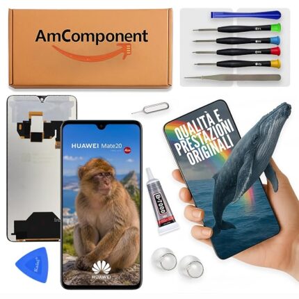 AmComponent - display di ricambio per HUAWEI MATE 20 HMA-L29 HMA-L09 HMA-LX9 schermo LCD touch screen vetro | Componente di ricambio con luminosità intensa e risposta al tocco reattiva