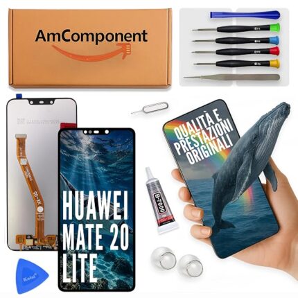 AmComponent - display di ricambio per HUAWEI MATE 20 LITE SNE-LX1 SNE-LX2 SNE-LX3 schermo LCD vetro touch | Componente di ricambio con luminosità intensa e risposta al tocco reattiva
