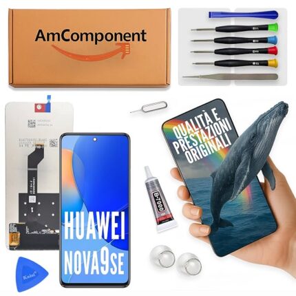 AmComponent - display di ricambio per HUAWEI NOVA 9 SE JLN-LX1 LX3 L01 schermo LCD vetro touch | Componente di ricambio con luminosità intensa e risposta al tocco reattiva