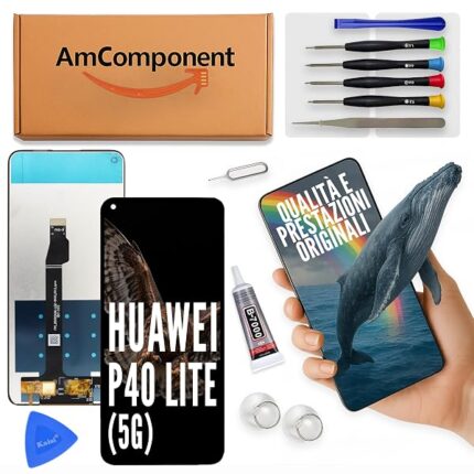 AmComponent - display di ricambio per HUAWEI P40 LITE 5G CDY-NX9A schermo LCD touch vetro | Componente di ricambio con luminosità intensa e risposta al tocco reattiva