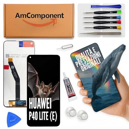 AmComponent - display di ricambio per HUAWEI (P40 LITE E) ART-L29 ART-L28 LCD + touch screen schermo vetro | Componente di ricambio con luminosità intensa e risposta al tocco reattiva