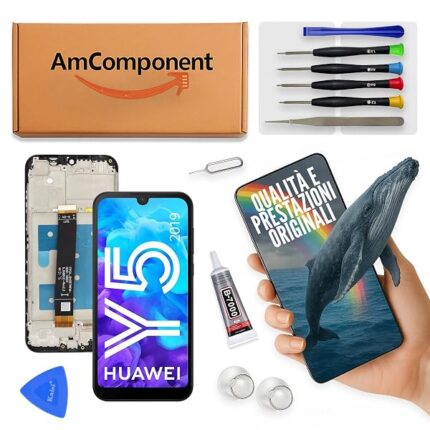 AmComponent - display di ricambio per HUAWEI Y5 2019 AMN-LX1 AMN-LX2 LX3 LX9 schermo LCD touch frame vetro | Componente di ricambio con luminosità intensa e risposta al tocco reattiva