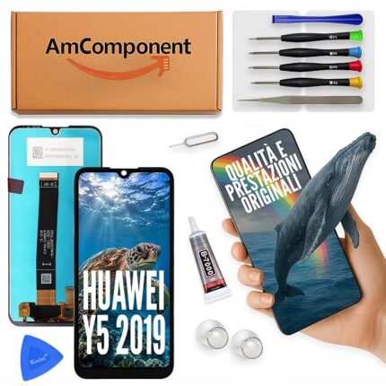 AmComponent - display di ricambio per HUAWEI Y5 2019 AMN-LX1 AMN-LX2 LX3 LX9 schermo LCD touch screen vetro | Componente di ricambio con luminosità intensa e risposta al tocco reattiva