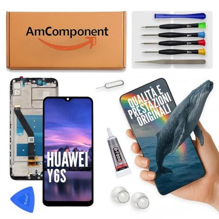 AmComponent - display di ricambio per HUAWEI Y6S JAT-LX3 JAT-L29 JAT-LX1 L41 schermo LCD touch frame vetro | Componente di ricambio con luminosità intensa e risposta al tocco reattiva