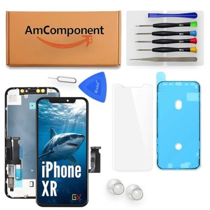 AmComponent - display di ricambio per IPHONE XR GX A1984 A2105 A2106 A2107 A2108 schermo LCD METAL frame vetro touch screen | Componente di ricambio con luminosità intensa e risposta al tocco reattiva