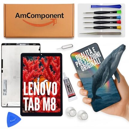 AmComponent - display di ricambio per LENOVO TAB M8 TB-8505X 8505 TB-8506X LCD touch screen schermo vetro LTE WI-FI | Componente di ricambio con luminosità intensa e risposta al tocco reattiva