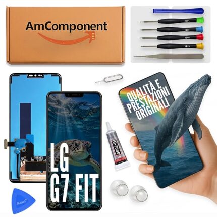 AmComponent - display di ricambio per LG G7 FIT LM-Q850EM LCD touch screen schermo vetro assemblato | Componente di ricambio con luminosità intensa e risposta al tocco reattiva