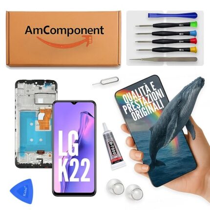 AmComponent - display di ricambio per LG K22 LM-K200 LCD touch screen frame schermo vetro | Componente di ricambio con luminosità intensa e risposta al tocco reattiva