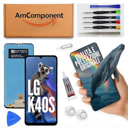 AmComponent - display di ricambio per LG K40S LM-X430 LMX430 X430 schermo LCD touch screen vetro MONITOR | Componente di ricambio con luminosità intensa e risposta al tocco reattiva