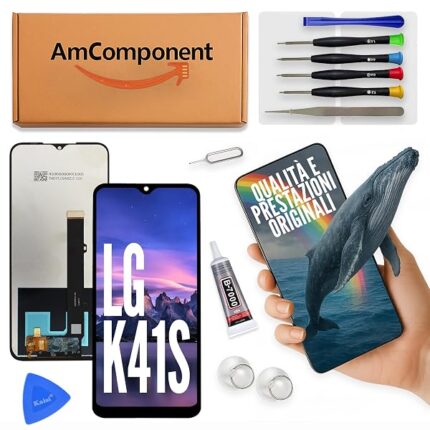 AmComponent - display di ricambio per LG K41S LMK410 vetro LCD touch screen vetro schermo | Componente di ricambio con luminosità intensa e risposta al tocco reattiva
