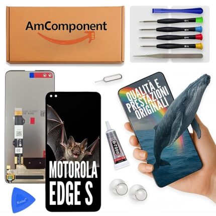 AmComponent - display di ricambio per MOTOROLA EDGE S LCD + touch screen schermo vetro MONITOR | Componente di ricambio con luminosità intensa e risposta al tocco reattiva