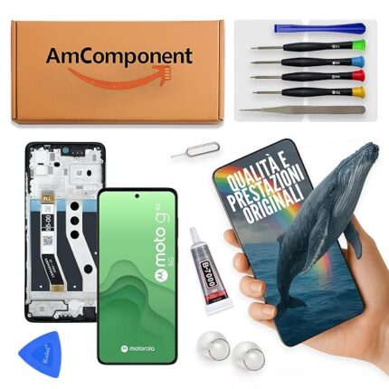 AmComponent - display di ricambio per MOTOROLA G62 5G XT2223 schermo LCD + frame vetro touch screen ricambio | Componente di ricambio con luminosità intensa e risposta al tocco reattiva
