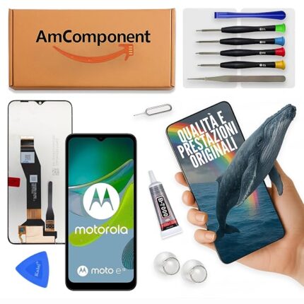 AmComponent - display di ricambio per MOTOROLA MOTO E13 XT-2345 XT2345 schermo LCD + touch screen vetro | Componente di ricambio con luminosità intensa e risposta al tocco reattiva