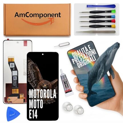 AmComponent - display di ricambio per MOTOROLA MOTO E14 XT2421 schermo LCD + touch screen vetro | Componente di ricambio con luminosità intensa e risposta al tocco reattiva