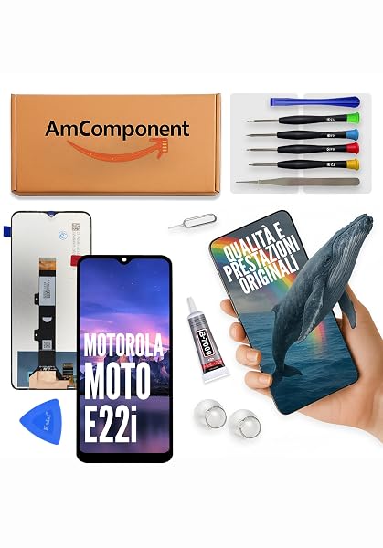 AmComponent - display di ricambio per MOTOROLA MOTO E22I XT2239 XT-2239 schermo LCD touch vetro | Componente di ricambio con luminosità intensa e risposta al tocco reattiva