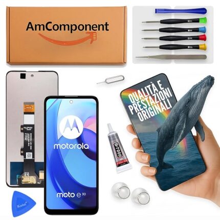 AmComponent - display di ricambio per MOTOROLA MOTO E30 XT2158 XT-2158 schermo LCD touch vetro | Componente di ricambio con luminosità intensa e risposta al tocco reattiva