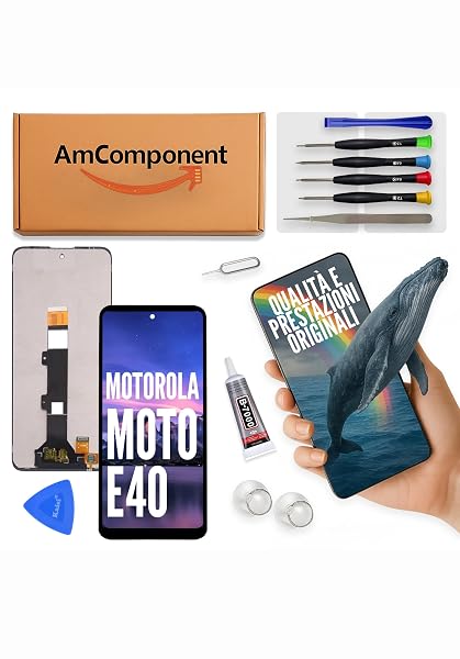 AmComponent - display di ricambio per MOTOROLA MOTO E40 XT2159 XT-2159 schermo LCD touch screen vetro MONITOR | Componente di ricambio con luminosità intensa e risposta al tocco reattiva