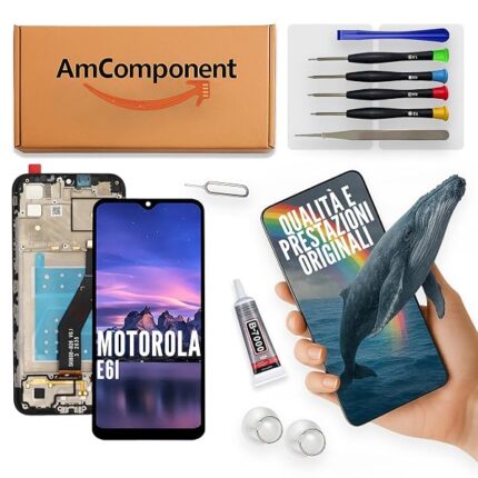 AmComponent - display di ricambio per MOTOROLA MOTO E6I XT2053 LCD frame schermo touch screen vetro | Componente di ricambio con luminosità intensa e risposta al tocco reattiva