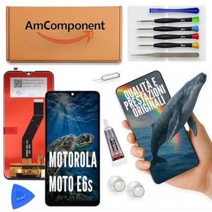 AmComponent - display di ricambio per MOTOROLA MOTO E6S XT2053 LCD + touch screen schermo vetro | Componente di ricambio con luminosità intensa e risposta al tocco reattiva