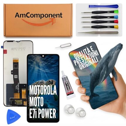 AmComponent - display di ricambio per MOTOROLA MOTO E7I POWER XT2097 XT-2097 LCD + touch screen schermo vetro | Componente di ricambio con luminosità intensa e risposta al tocco reattiva