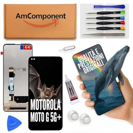 AmComponent - display di ricambio per MOTOROLA MOTO G 5G PLUS XT 2075 XT2075 XT-2075 LCD + touch screen schermo vetro | Componente di ricambio con luminosità intensa e risposta al tocco reattiva