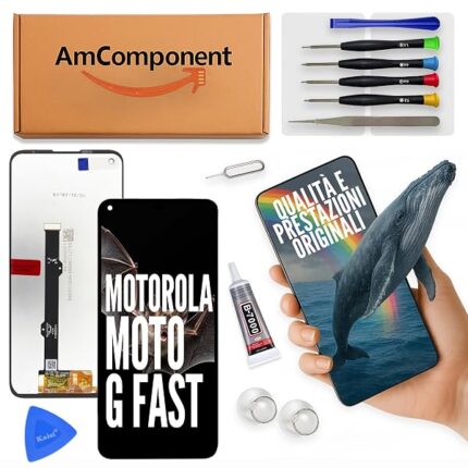 AmComponent - display di ricambio per MOTOROLA MOTO G FAST XT-2045-3 XT2045-3 schermo LCD + vetro touch screen | Componente di ricambio con luminosità intensa e risposta al tocco reattiva