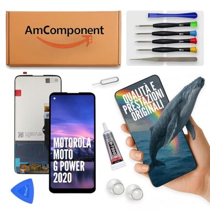 AmComponent - display di ricambio per MOTOROLA MOTO G POWER (2020) XT2041 schermo LCD + vetro touch screen | Componente di ricambio con luminosità intensa e risposta al tocco reattiva