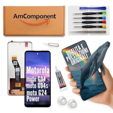AmComponent - display di ricambio per MOTOROLA MOTO G04 XT2421 / G04S / G24 POWER schermo LCD | Componente di ricambio con luminosità intensa e risposta al tocco reattiva