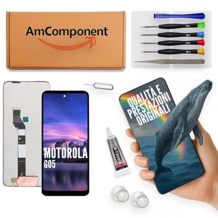 AmComponent - display di ricambio per MOTOROLA MOTO G05 XT2523 schermo vetro touch screen LCD | Componente di ricambio con luminosità intensa e risposta al tocco reattiva